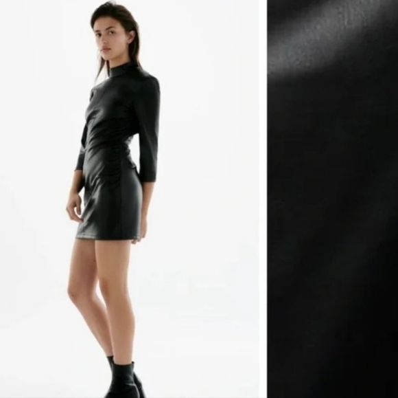 NWT Zara Faux Leather Cutout Back Mini Dress, Size M - Picture 4 of 10